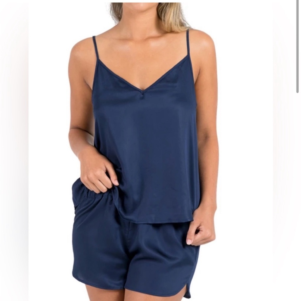 NEW Ettitude M Ocean Blue 100% Clean Bamboo Adjustable Cami Lingerie PJ Lounge